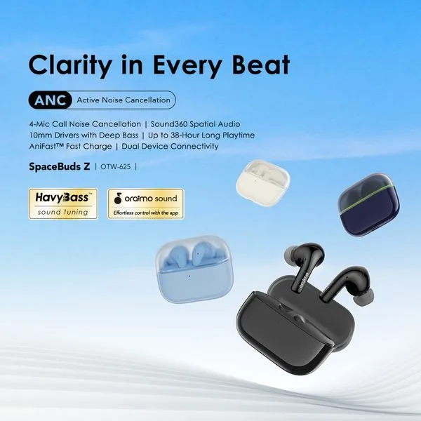 oraimo spacebuds z anc true wireless earbuds with spatial audio