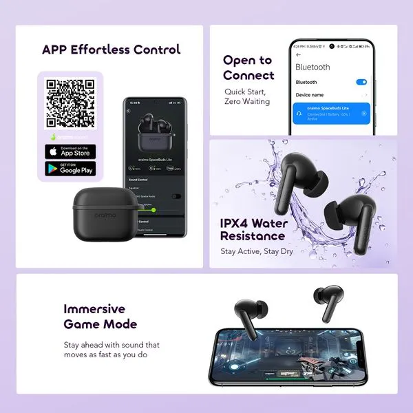 oraimo spacebuds lite sound360 anti lost true wireless earbuds