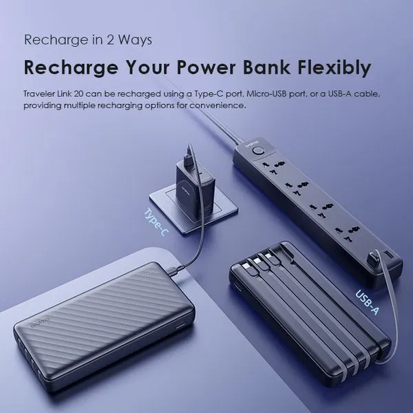 Oraimo Traveler Link 20 20000mAh 12W Power Bank (OPB‑P5201)