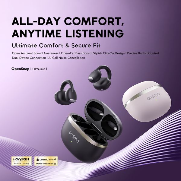oraimo opensnap clip-on true wireless headphones