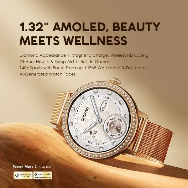 oraimo Watch Muse 2 1.32" AMOLED Diamond Appearance Smart Watch