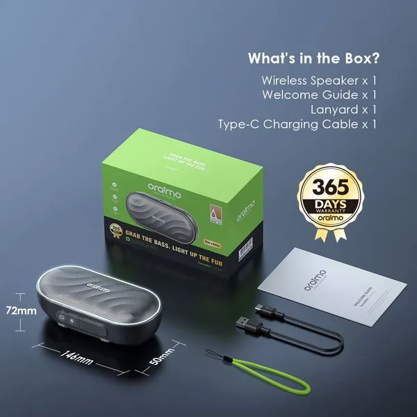 Oraimo SpaceBox 8W — Portable Bluetooth Speaker with FM Radio