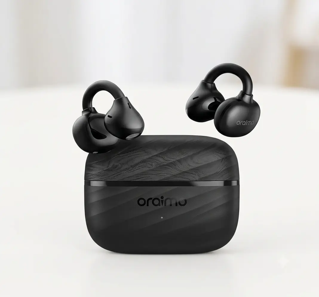 Oraimo OpenSnap Air OPN-371 Open-Ear Wireless Earbuds with AI ENC, Adaptive Volume & 35H Playtime