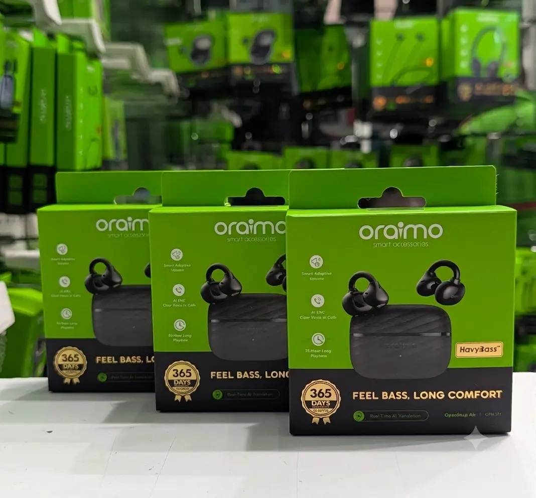 Oraimo OpenSnap Air OPN-371 Open-Ear Wireless Earbuds with AI ENC, Adaptive Volume & 35H Playtime